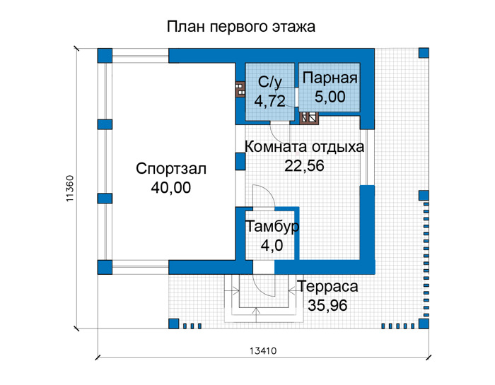 Планировка первого этажа :: Проект дома из газобетона 82-63