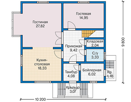 Планировка первого этажа :: Проект каркасного дома 90-20