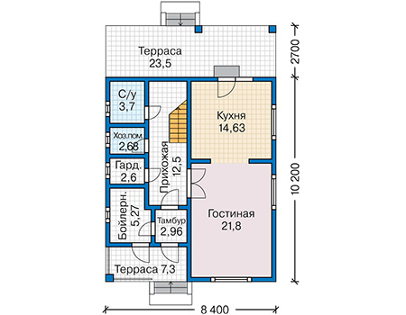 Планировка первого этажа :: Проект каркасного дома 90-23