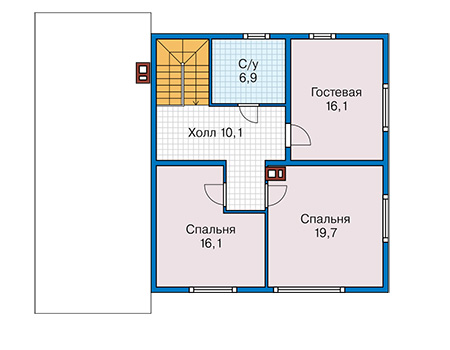 Планировка мансардного этажа :: Проект каркасного дома 90-94