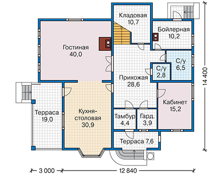 Планировка первого этажа :: Проект каркасного дома 90-98