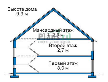 Высота этажей в проекте деревянного дома 12-61