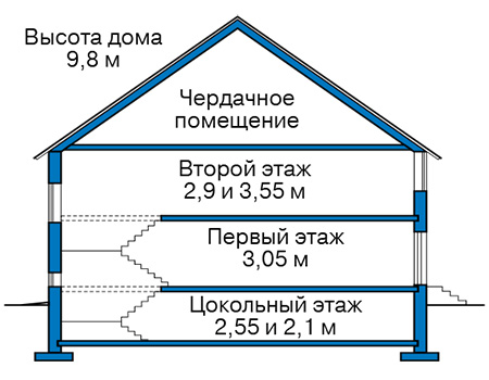 Высота этажей в проекте дома из кирпича 44-01
