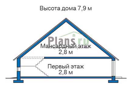 Высота этажей в проекте каркасного дома 70-04